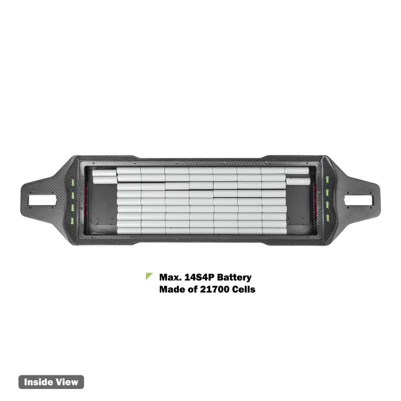 Omni Esk8 Electric Skateboard 3K Carbon Fiber Deck 21700 battery cells arrangement