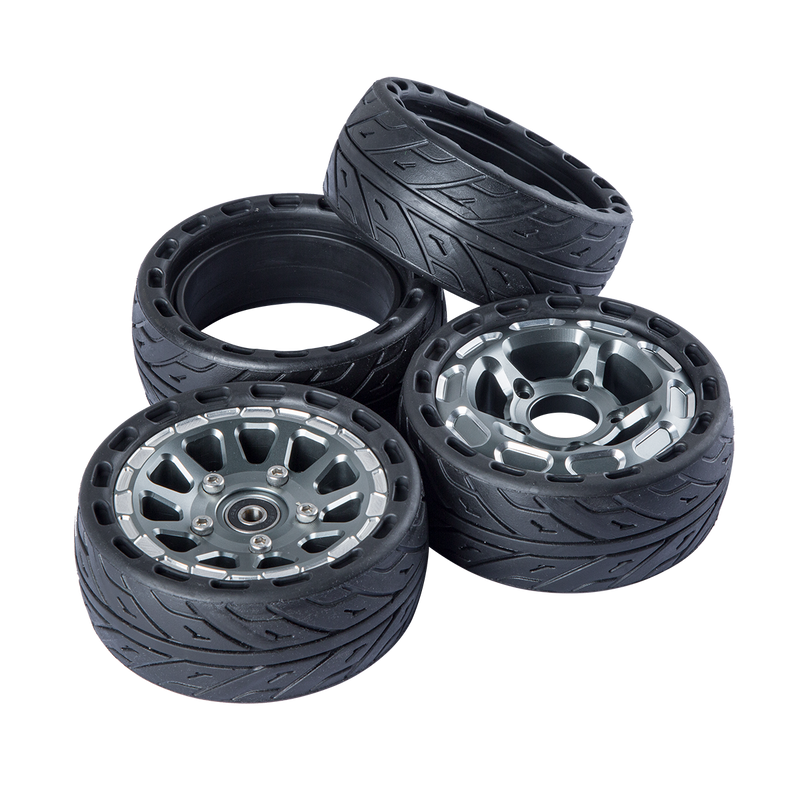 140MM / 5.5 Inch All Terrain Airless Wheel Set | Rubber Sleeves